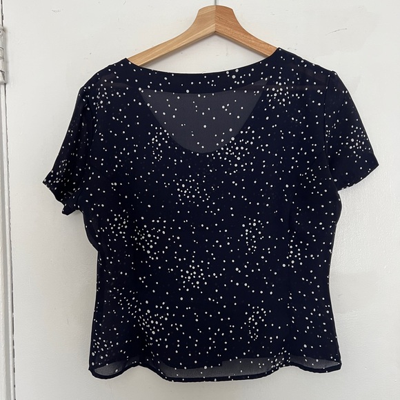 Club Monaco Poka Dot Button Down Blouse - Picture 4 of 5